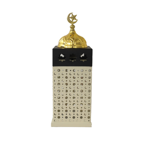 Medium Ivory and Gold Lantern with Removable Crescent Dome (24780-4)