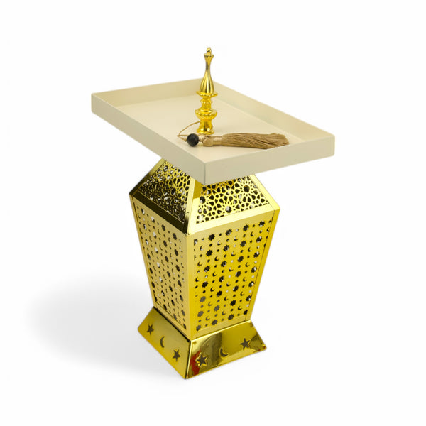 Gold LED Lantern with Tray Top (24715-4)