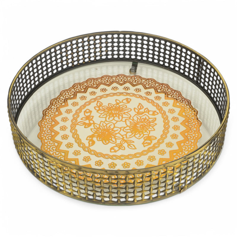 Decorative Brass Serving Bowls with Leaf Design Lid (7712-3)