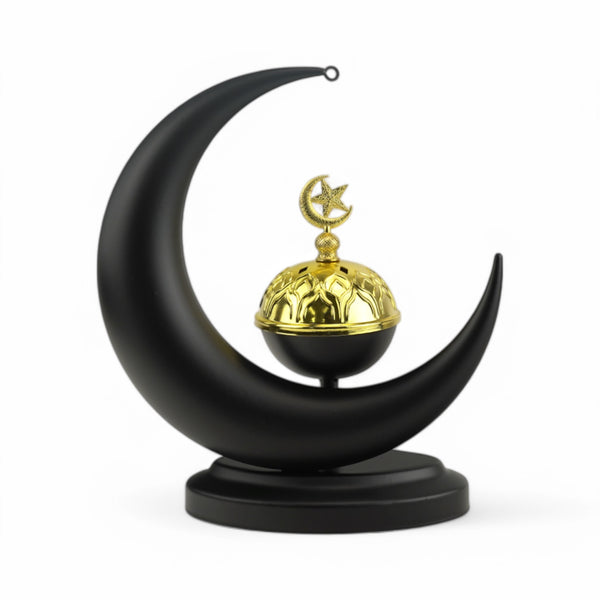 Black Crescent Moon Decorative Display with Gold Accent (24633-4)