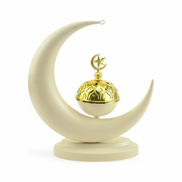 Ivory Crescent Moon Decorative Display with Gold Accent (24633-5)