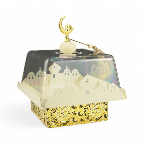 Gold & Ivory Mosque Silhouette Decorative Tray with Lid (24801-2)