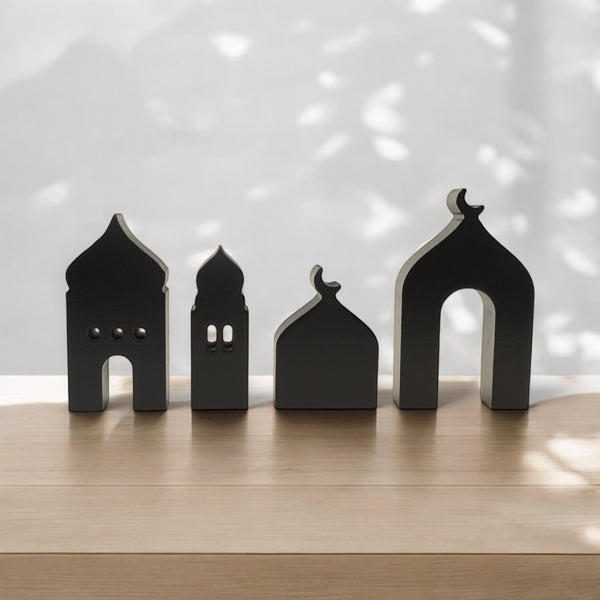 Set of 4 SMALL Wooden Table Centrepieces Mosque Silhouette Decor