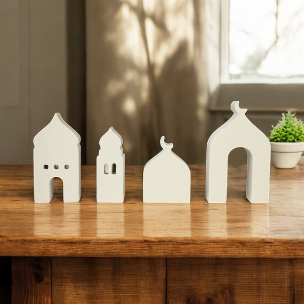 Set of 4 MEDIUM Wooden Table Centrepieces Mosque Silhouette Decor Set