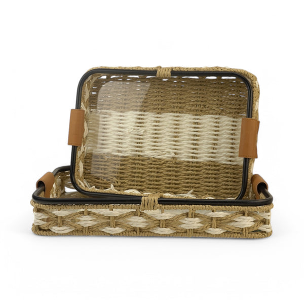 Handwoven Rectangle Serving Trays – Rustic Design (YT24043-W)