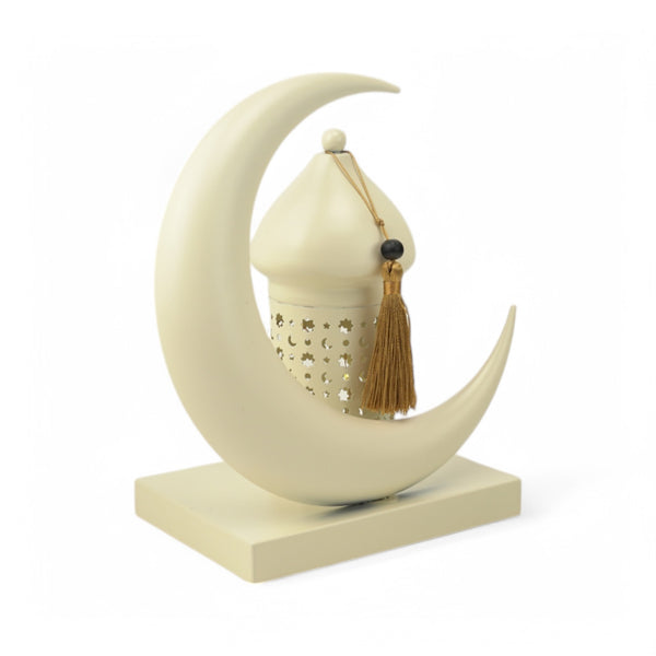 Cream Crescent Moon LED Lantern with Tassel Decoration (24778-1)