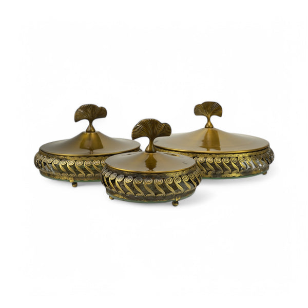 Gold Decorative Serving Dishes with Floral Design Lid (7712-1)