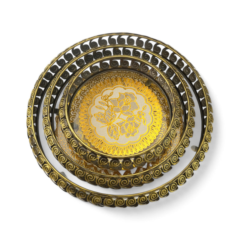 Gold Decorative Serving Dishes with Floral Design Lid (7712-1)