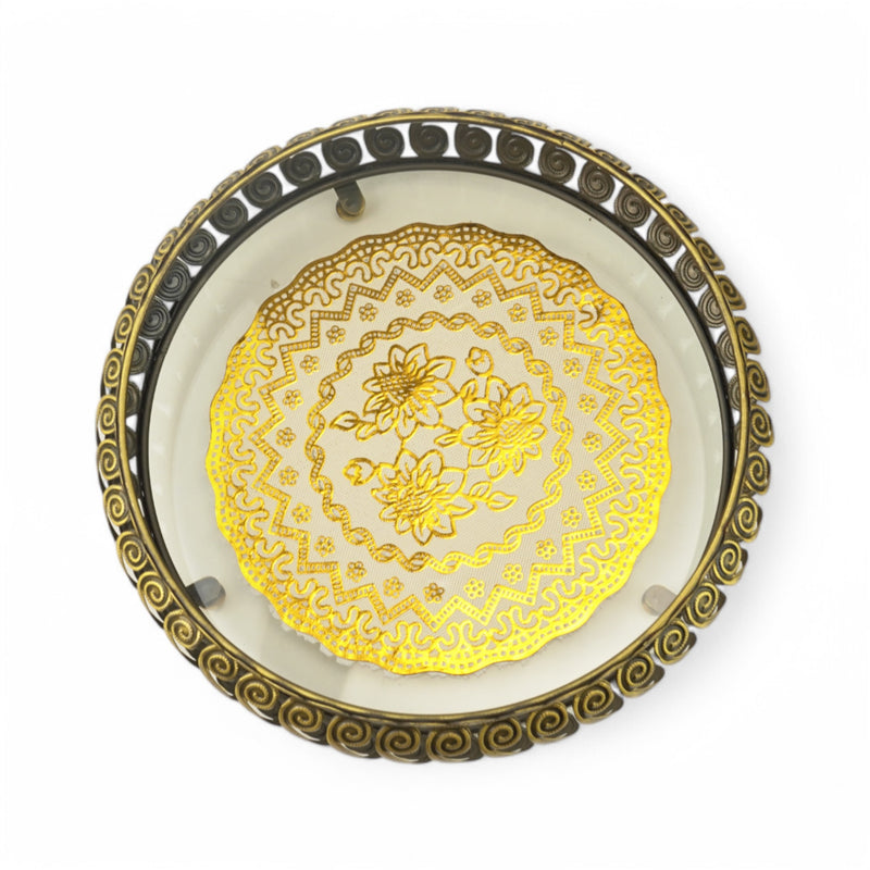 Gold Decorative Serving Dishes with Floral Design Lid (7712-1)