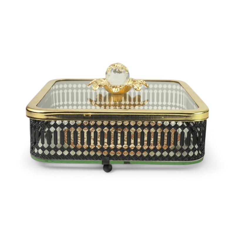 Black & Gold Crystal-Handled Serving Boxes for Ramadan & Eid (7712-5)