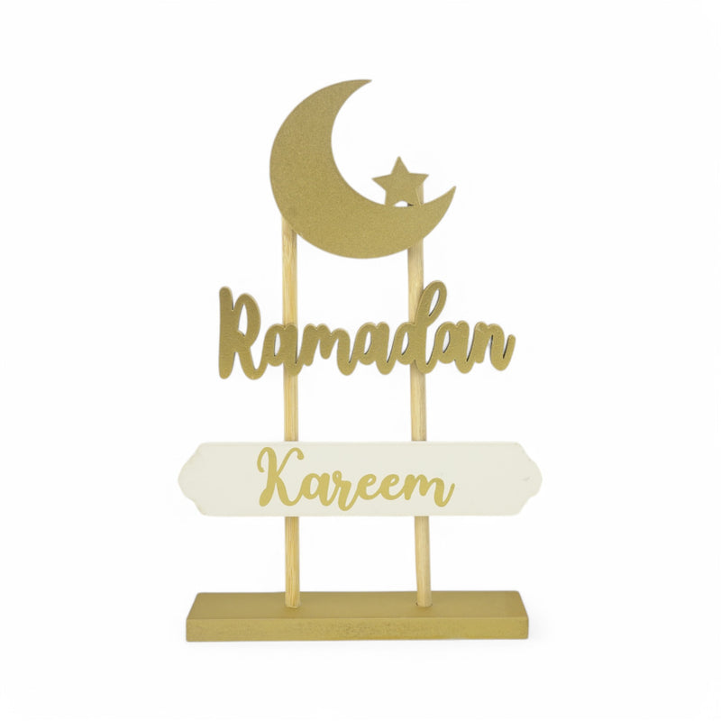 Gold "Ramadan Kareem" Tabletop Decor with Crescent Moon and Star