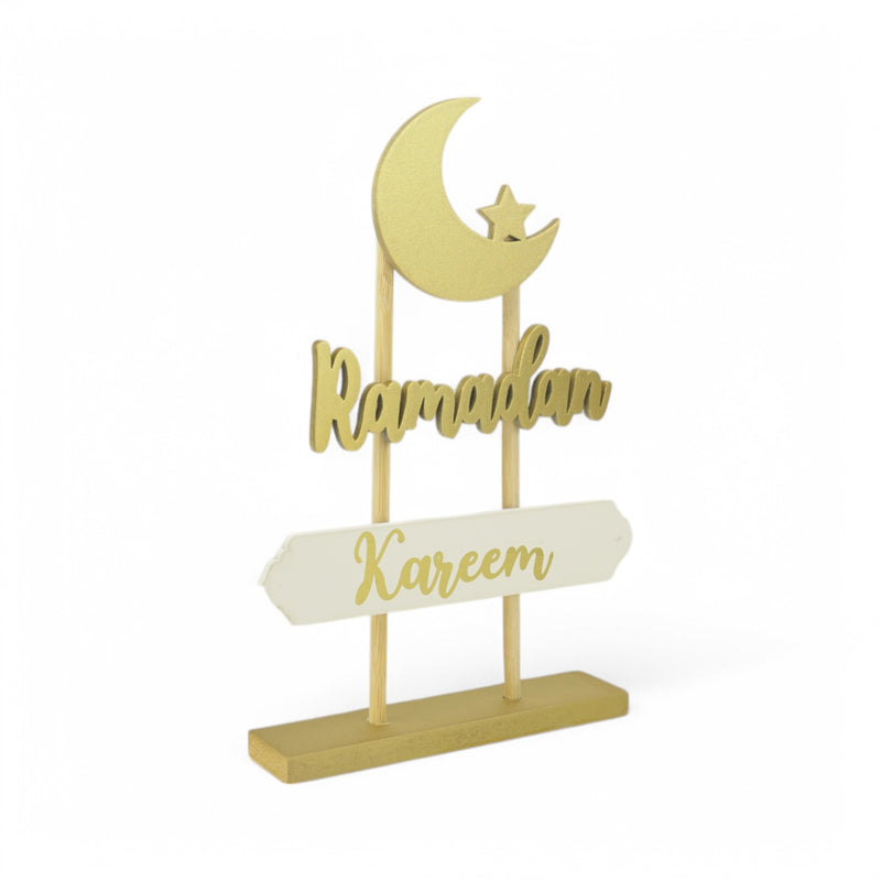 Gold "Ramadan Kareem" Tabletop Decor with Crescent Moon and Star