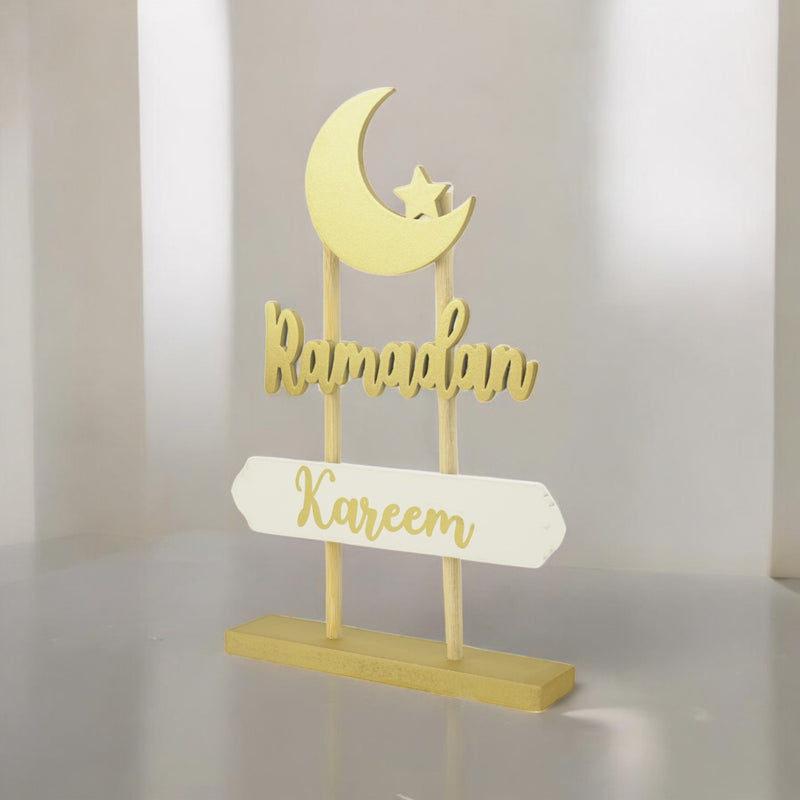 Gold "Ramadan Kareem" Tabletop Decor with Crescent Moon and Star