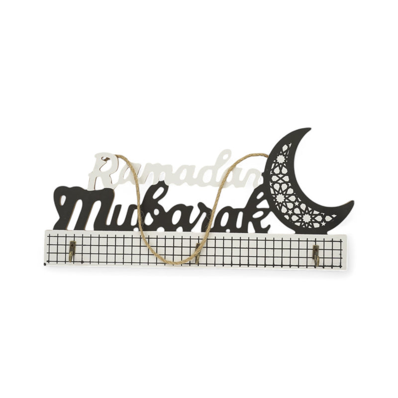 "Ramadan Mubarak"  Crescent Mosque Wall Hanging With Hooks