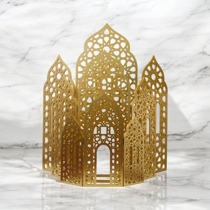 Giant Gold 3-Panel Mosque Decorative Prop - Available in 3 Sizes