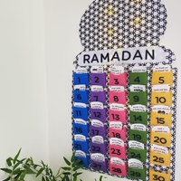 Geometric Mosque Shape Multicolour Pocket Felt Ramadan Calendar(AH2302)