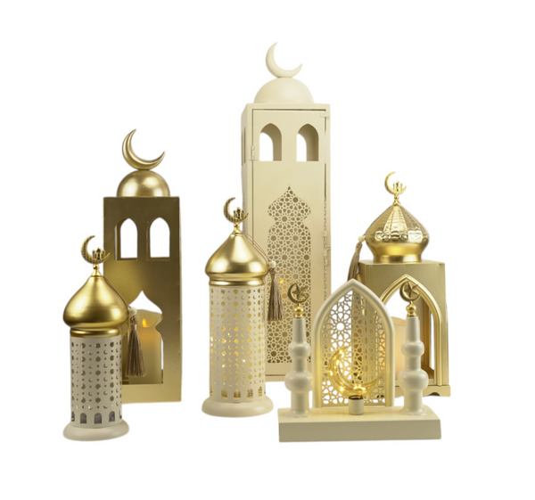 Large Gold Dome Ivory Lanterns (24740-4)