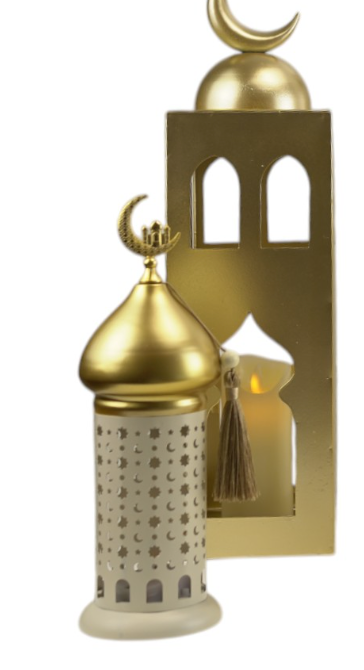 Gold Dome Ivory LED Lantern  (24739-4)