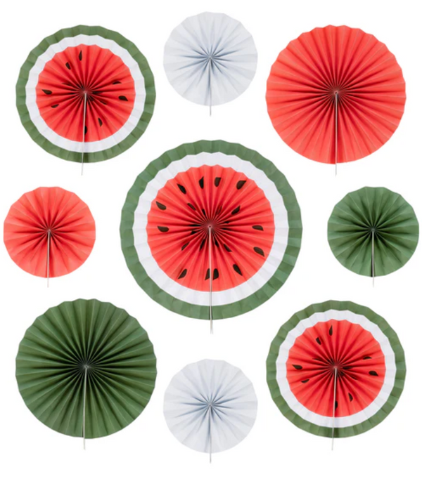 Set of 9 Watermelon Paper Fans for Ramadan & Eid Palestine Themed Hanging Decoration