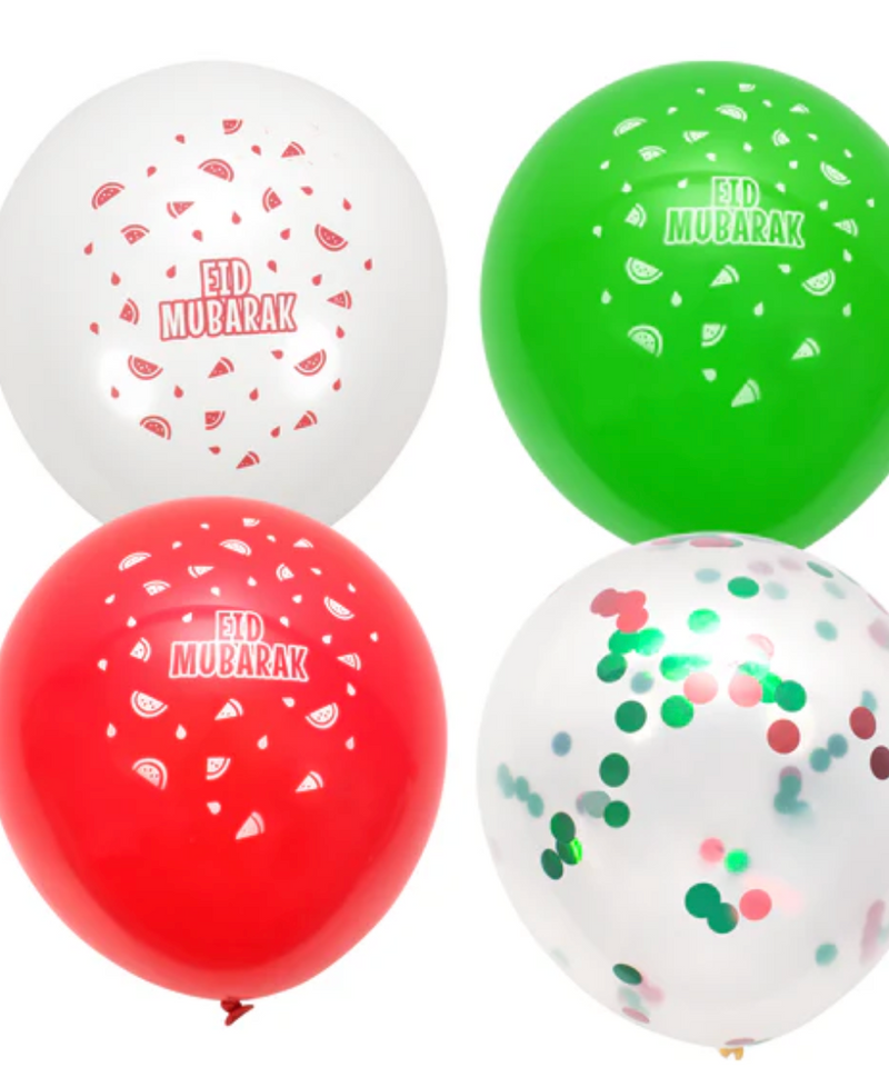 Eid Mubarak Palestine Themed 12 Balloons - Watermelon Decoration Latex Balloons