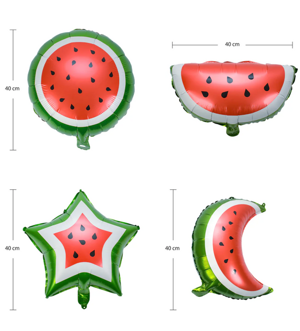 Pack of 4 Watermelon Crescent Star Ramadan & Eid Palestine Themed Foil Balloon Set Hanging Decoration