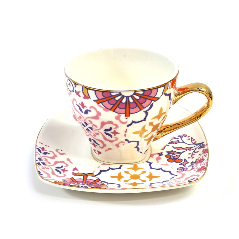 Floral Style Ceramic Mug & Dish Set