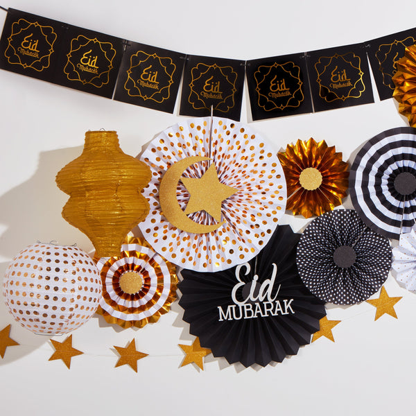 Black Square Eid Mubarak Card Bunting - 2 meters