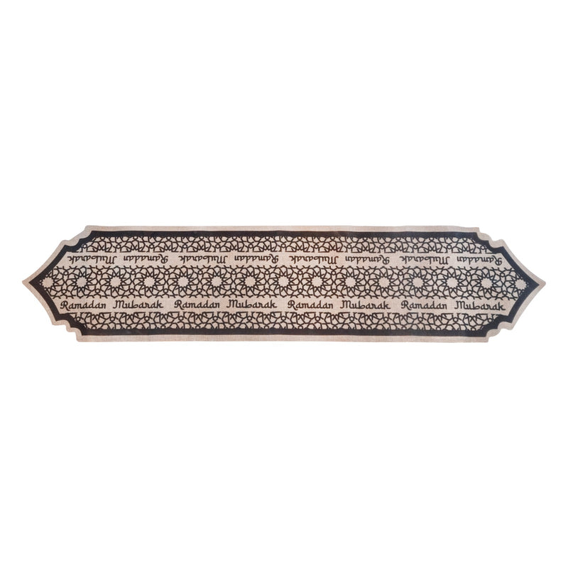 Geometric Ramadan Mubarak Pattern Hessian Table Runner - 1.55m