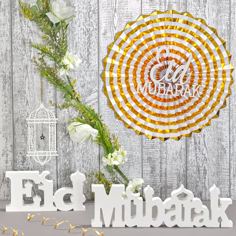 White Rustic "Eid Mubarak" Decoration Letters / Table Centre Piece